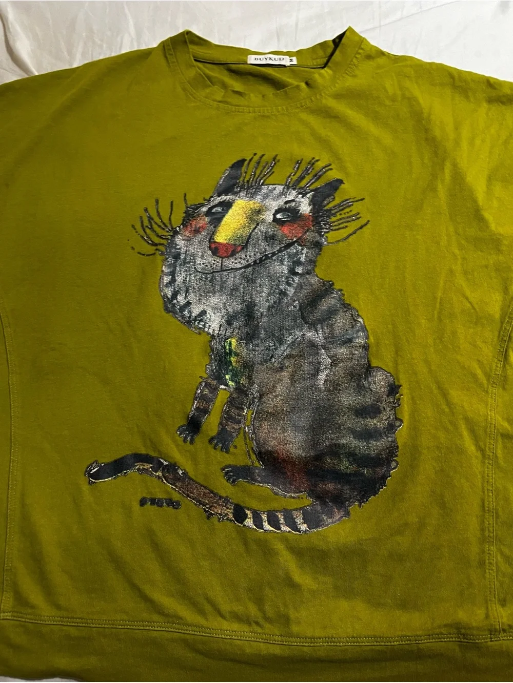 Olive Green Cat Graphic  tee - Pet Cat Design guc